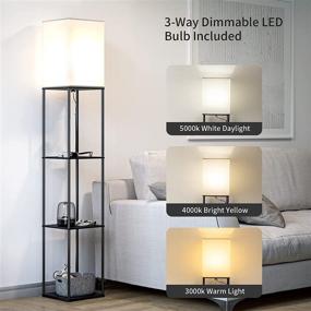 img 3 attached to 🌞 SUNMORY Floor Lamp with Shelves: Modern Square Standing Lamp for Living Room & Bedroom in Black