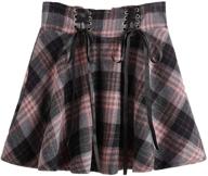 women's gothic plaid lace up high 👗 waist a-line pleated mini skater skirt by makemechic logo