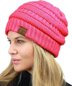 img 3 attached to 🧣 Cozy C.C Unisex Chunky Soft Stretch Cable Knit Warm Fuzzy Lined Skully Beanie: Ultimate Comfort and Style!