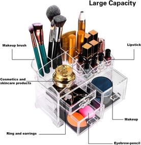 img 2 attached to 📦 DreamGenius 2-Piece Acrylic Makeup Organizer: Stackable Storage Cases for Jewelry, Lipstick, Brushes, with 3 Drawers - Ideal for Dresser and Bathroom Countertop