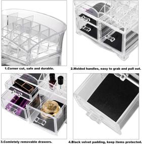 img 1 attached to 📦 DreamGenius 2-Piece Acrylic Makeup Organizer: Stackable Storage Cases for Jewelry, Lipstick, Brushes, with 3 Drawers - Ideal for Dresser and Bathroom Countertop