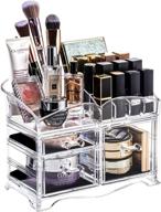 📦 dreamgenius 2-piece acrylic makeup organizer: stackable storage cases for jewelry, lipstick, brushes, with 3 drawers - ideal for dresser and bathroom countertop logo