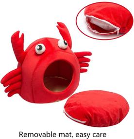 img 2 attached to 🦀 Hollypet Self-Warming Crab Pet House Bed: 2-in-1 Foldable Cushion Mat for Dogs and Cats - 14.6 x 14.6 inches