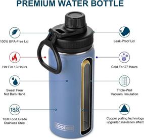 img 2 attached to 👑 Stay Hydrated in Style: Koodee Kids Water Bottle 16 oz Stainless Steel Triple Wall Vacuum Insulated Flask with Leakproof Lid - Royal Blue