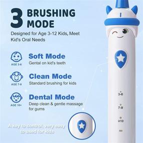 img 2 attached to Proalpha Kids Electric Toothbrush – Rechargeable Toothbrush for Ages 3-12 with 2 Soft Brush Heads, 3 Cleaning Modes & 2-Min Smart Timer – IPX7 Waterproof, Cartoon Design for Kids (Blue)