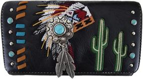 img 2 attached to 👜 Concealed Carry Purse Tote Handbag Women Shoulder Bag Wallet Set by Native American Chieftain Cactus Feather