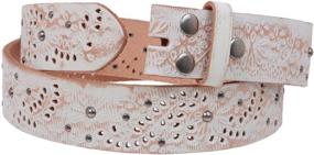 img 2 attached to Embossed Vintage Cowhide Leather Perforated Women's Accessories for Belts