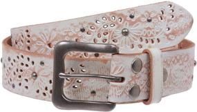 img 4 attached to Embossed Vintage Cowhide Leather Perforated Women's Accessories for Belts