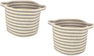 🧺 set of 2 grey cotton rope baskets for kitchen, bathroom, laundry, nursery, craft, pet, kids, living room, closet, mud room - zp home goods, perfect for gift and storage logo
