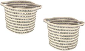 img 4 attached to 🧺 Set of 2 Grey Cotton Rope Baskets for Kitchen, Bathroom, Laundry, Nursery, Craft, Pet, Kids, Living Room, Closet, Mud Room - ZP Home Goods, Perfect for Gift and Storage