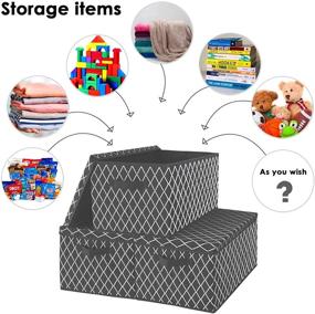 img 2 attached to Set of 3 Grey Storage Bins with Lid and Durable Handles - Collapsible Fabric Organizers for Closet, Playroom, Shelves, Office, Nursery, Pantry - 15.9x12x10.2 Inches