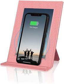 img 4 attached to PROXA Wireless Charger Photo Frame: Qi Enabled Fast Charger for iPhone11/11Pro/11Pro Max/XS/XS Max/XR, Galaxy Note 10+/10/9/8/S10+/S10e/S10 - Peach Pink - No AC Adapter Included