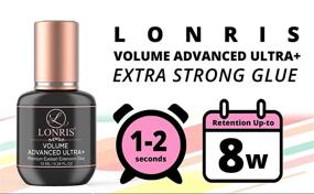 img 2 attached to Advanced Ultra+ LONRIS Lash Volume Eyelash Extension Glue - 7-8 Weeks Retention, 10 ml, 1-2 Sec Drying Time, Maximum Bonding, Semi-Permanent Extensions Supplies, Professional Use Only - Black Adhesive