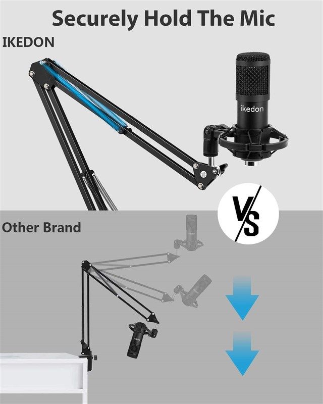 USB Streaming Podcast PC Microphone professional 192KHZ24Bit Studio  Cardioid Condenser Mic Kit with sound card Boom Arm Shock Mount Pop Filter  for Skype r Karaoke Gaming Recording 