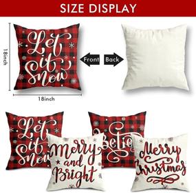 img 3 attached to 🎄 Farmhouse Buffalo Plaid Christmas Pillow Covers Set - 18x18 Inches, Red & Black - Festive Winter Holiday Home Sofa Decorations - Set of 4 Throw Pillow Cases for Indoor Christmas Décor