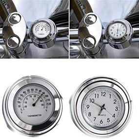 img 4 attached to 🌡️ TESWNE Chrome White Dial Clock and Thermometer: Perfect Handlebar Accessories for Yamaha, Kawasaki, Honda, and Suzuki (White)