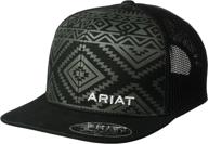 🧢 ariat men's aztec flat bill cap in black логотип