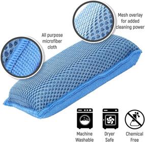 img 2 attached to 🧽 Miracle Microfiber Kitchen Sponge by Scrub-It: Non-Scratch Heavy Duty Dishwashing Cleaning Sponges in Blue - Machine Washable for Easy Maintenance