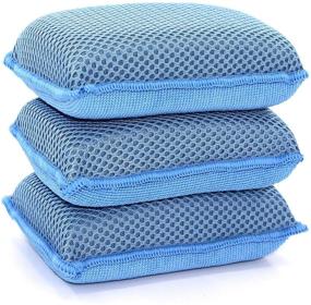 img 3 attached to 🧽 Miracle Microfiber Kitchen Sponge by Scrub-It: Non-Scratch Heavy Duty Dishwashing Cleaning Sponges in Blue - Machine Washable for Easy Maintenance