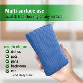 img 1 attached to 🧽 Miracle Microfiber Kitchen Sponge by Scrub-It: Non-Scratch Heavy Duty Dishwashing Cleaning Sponges in Blue - Machine Washable for Easy Maintenance