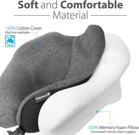 img 1 attached to 🌙 Fosmon Travel Neck Pillow: Soft Memory Foam Cushion with Earplugs for Ultimate Comfort - Dark Gray/Black