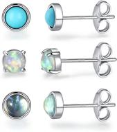 hypoallergenic 4mm opal turquoise moonstone stud earrings | 925 sterling silver jewelry for women, teens, and girls with sensitive ears | second hole earrings logo