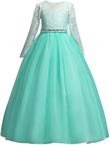 img 4 attached to DOCHEER Elegant Girls Tulle Lace 👗 Wedding Bridesmaid Ball Gown Floor Length Dresses