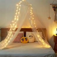 🌟 white twinkle star bed canopy with 100 led string lights – battery operated, elegant dome bed netting curtains for single to king size beds – ideal for home & travel use logo