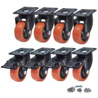 🔧 coolyeah 3 inch swivel plate pvc caster wheels - industrial, premium heavy duty casters (pack of 8, 4 with brake & 4 without) logo