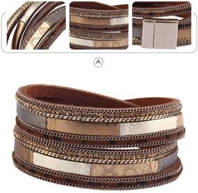 img 1 attached to 🐆 GelConnie Leopard Leather Wrap Bracelet: Stylish Magnetic Multilayer Woven Bohemian Gift LPB326-Brown