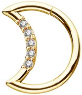 stunning 14k gold daith earrings with cz paved moon - oufer 16g cartilage hoop jewelry logo