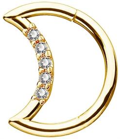 img 4 attached to Stunning 14K Gold Daith Earrings with CZ Paved Moon - OUFER 16G Cartilage Hoop Jewelry