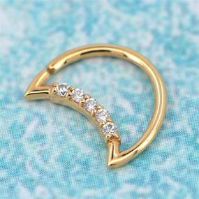 img 2 attached to Stunning 14K Gold Daith Earrings with CZ Paved Moon - OUFER 16G Cartilage Hoop Jewelry