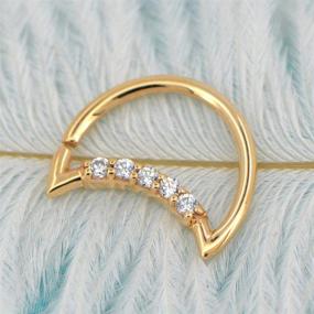 img 1 attached to Stunning 14K Gold Daith Earrings with CZ Paved Moon - OUFER 16G Cartilage Hoop Jewelry