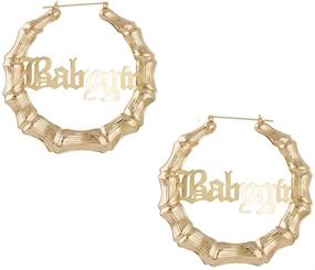 img 4 attached to 👶 Stylish Old English Font Babygirl Word 9cm Large Bamboo Earrings - Elegant Hip-Pop Style Fashion Accessory for Parties