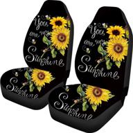 🐝 wellflyhom bee sunflower seat covers set - universal fit front protectors for cars, trucks, suvs - stretchy bucket seat protectors for auto interior - set of 2, black - ideal for women and girls logo