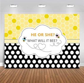 img 2 attached to 🐝 Fanghui 7x5FT Bee Theme Gender Reveal Party Photography Backdrop: Capture the Buzz of 'He or She - What Will it Bee?' with a Honeycomb Dots Bee-Day Party Banner and Photobooth Props