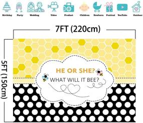 img 1 attached to 🐝 Fanghui 7x5FT Bee Theme Gender Reveal Party Photography Backdrop: Capture the Buzz of 'He or She - What Will it Bee?' with a Honeycomb Dots Bee-Day Party Banner and Photobooth Props