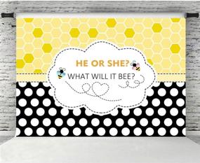 img 3 attached to 🐝 Fanghui 7x5FT Bee Theme Gender Reveal Party Photography Backdrop: Capture the Buzz of 'He or She - What Will it Bee?' with a Honeycomb Dots Bee-Day Party Banner and Photobooth Props