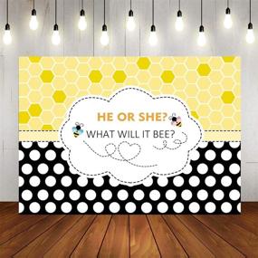 img 4 attached to 🐝 Fanghui 7x5FT Bee Theme Gender Reveal Party Photography Backdrop: Capture the Buzz of 'He or She - What Will it Bee?' with a Honeycomb Dots Bee-Day Party Banner and Photobooth Props