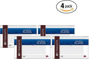 img 1 attached to 🍽️ 40 Count - 12 Inch Plates: Premium Heavyweight Rectangulete Designer Tableware in Clear with Border, Ideal for Parties, Weddings, Events; Disposable Dishes