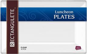 img 3 attached to 🍽️ 40 Count - 12 Inch Plates: Premium Heavyweight Rectangulete Designer Tableware in Clear with Border, Ideal for Parties, Weddings, Events; Disposable Dishes