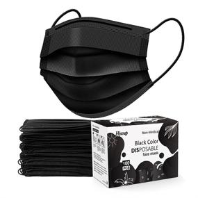 img 4 attached to HIWUP Black Disposable Face Masks 100 Pack - 3 Layer Protective Masks for Adults and Teens - Boxed Face Mask for Women and Men - Premium Quality Disposable Masks