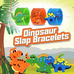 img 3 attached to 🦖 24 Pack POKONBOY Dinosaur Slap Bracelets: Fun Party Favors for Kids