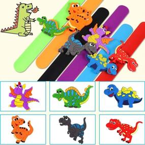 img 1 attached to 🦖 24 Pack POKONBOY Dinosaur Slap Bracelets: Fun Party Favors for Kids