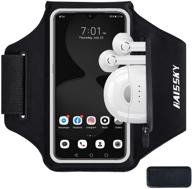 🏃 haissky running armband with airpods bag - cell phone armband for iphone 12 pro/11 pro/xs/x/8, galaxy s21/s20/s10 - water resistant sports phone holder with zipper slot car key holder - fits 6.4 inch phones logo