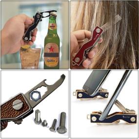 img 2 attached to 🔑 KEYTEC Compact Key Organizer: Leather Silver Rim, Multitool with Bottle Opener, Comb, S-Clip Hook and Expansion Accessory in an Enhanced Frame