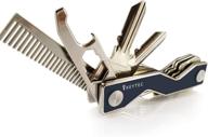 🔑 keytec compact key organizer: leather silver rim, multitool with bottle opener, comb, s-clip hook and expansion accessory in an enhanced frame logo