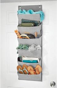 img 2 attached to 🚪 mDesign Soft Fabric Over The Door Hanging Storage Organizer - 6 Large Pockets for Closets in Bedrooms, Hallway, Entryway, Mudroom - Textured Print - Hooks Included - Gray