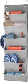 img 4 attached to 🚪 mDesign Soft Fabric Over The Door Hanging Storage Organizer - 6 Large Pockets for Closets in Bedrooms, Hallway, Entryway, Mudroom - Textured Print - Hooks Included - Gray